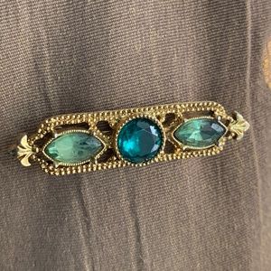 Three Green Sparklers Vintage Glam Detailed Brooch